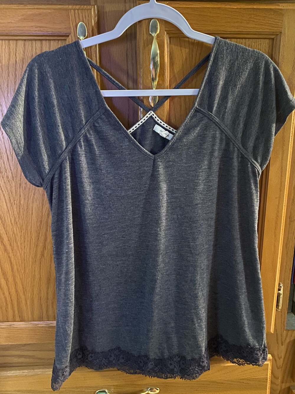Maurices Charcoal Lace-Hem V-Neck Camisole